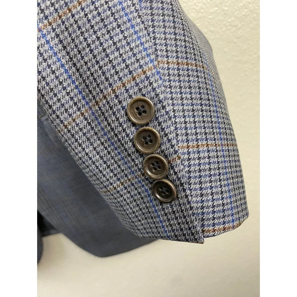 Brooks Brothers 346 Wool Plaid  Blazer Jacket Mens 43L Career Houndstooth Formal